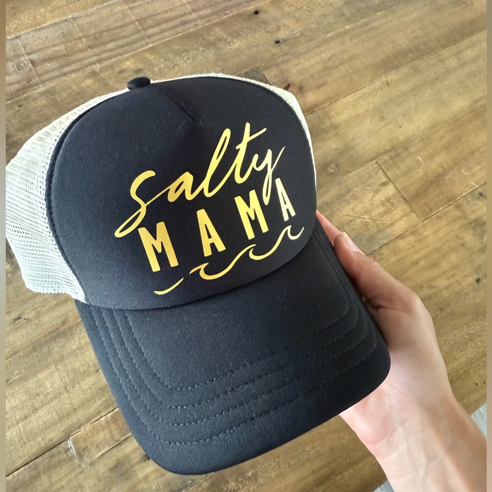Salty Mama Black and Gold Trucker Hat